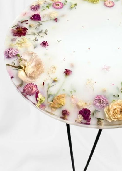 Custom Floral Resin Side Table