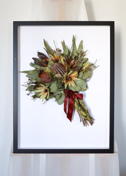 Framed bridal bouquet Brisbane multiple sizes - framed